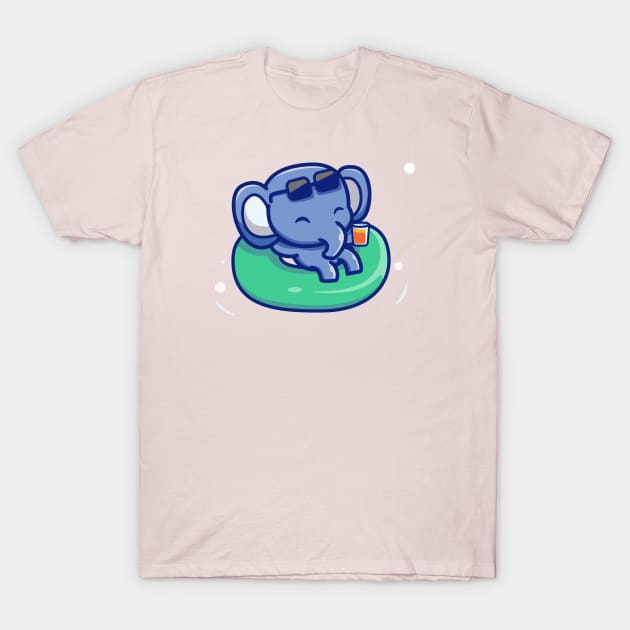 Cute Elephant Floating With Swimming Tires T-Shirt by Catalyst Labs